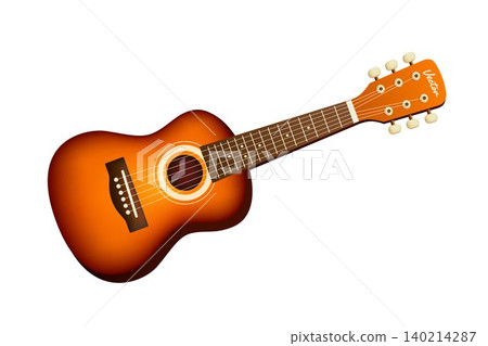 Acoustic guitar orange and brown design isolated on white background 140214287