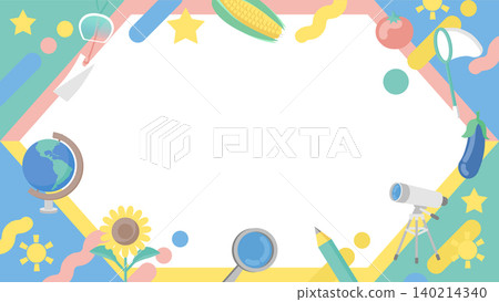 Summer vacation independent research project and learning item frame background 140214340