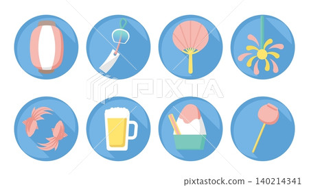 A set of round icons to enjoy Japanese summer festivals. A set of round icons to enjoy Japanese summer festivals. 140214341