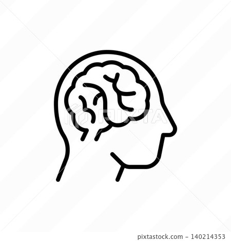 Human brain thin line icon. Symbol of thinking, creativity, idea. Modern vector illustration. Human brain thin line icon. Symbol of thinking, creativity, idea. Modern vector illustration. 140214353