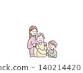 一幅插圖，描繪了一位家長和孩子守護著一位老婦人。 140214420