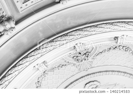 Black and white photograph of an ornate ceiling Black and white photograph of an ornate ceiling 140214583