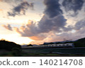 Train running in the sunset 140214708