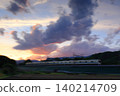 Sunset sky and the Odakyu Line 140214709