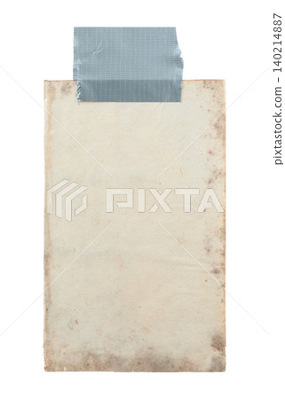 Blank ancient paper sheet attached with strong gray duct tape isolated on transparent background. Vintage stationery concept for notes, templates, mockups, and creative design projects Blank ancient paper sheet attached with strong gray duct tape isolated on transparent background. Vintage stationery concept for notes, templates, mockups, and creative design projects 140214887