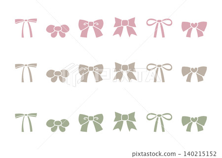 Cute ribbon illustration set - muted colors Cute ribbon illustration set - muted colors 140215152