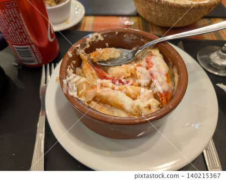El Calafate, Patagonia, Argentina - March 9, 2026: Pasta with king crab served in a local restaurant El Calafate, Patagonia, Argentina - March 9, 2026: Pasta with king crab served in a local restaurant 140215367