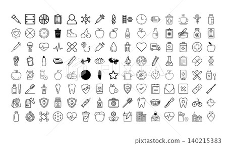 Medical Healthcare Line Icons Collection with Hospital Pharmacy and Doctor Symbols Medical Healthcare Line Icons Collection with Hospital Pharmacy and Doctor Symbols 140215383