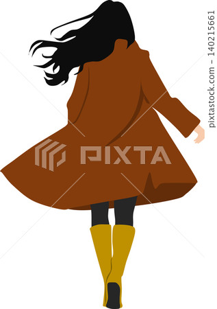 An illustration of a woman in autumn clothes striking a pose. An illustration of a woman in autumn clothes striking a pose. 140215661