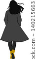 一幅描繪身著秋裝的女子擺出姿勢的插圖。 140215663