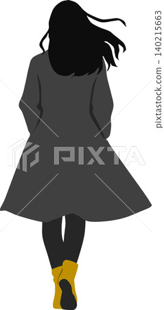 一幅描繪身著秋裝的女子擺出姿勢的插圖。 140215663