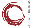 A simple, Japanese-style illustration of a red circle. 140216046