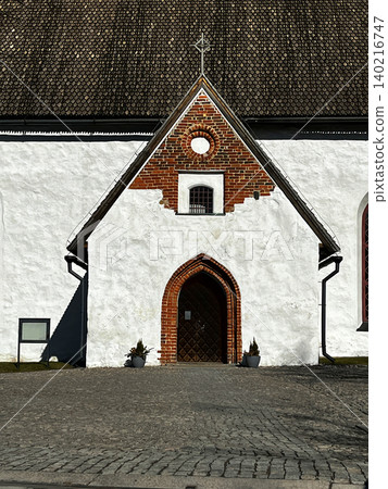 Enter to Lutheran Cathedral in Porvoo (Borga), Finland. Medieval Gothic Architecture. 140216747