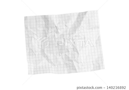 White notebook sheet with square grid pattern, ideal for student sketches, science drafts 140216892