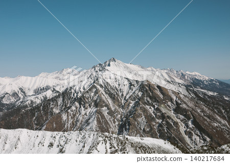 Snowy mountain range panorama near Arshan village with Galina Peak in winter Snowy mountain range panorama near Arshan village with Galina Peak in winter 140217684