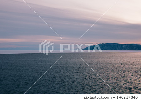 Sunset seascape at Listvyanka near the Angara River outflow, Lake Baikal Sunset seascape at Listvyanka near the Angara River outflow, Lake Baikal 140217840