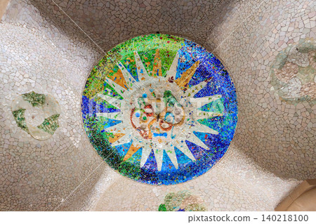 Ceiling of Hypostyle Room in Park Guell, Barcelona, Spain 140218100