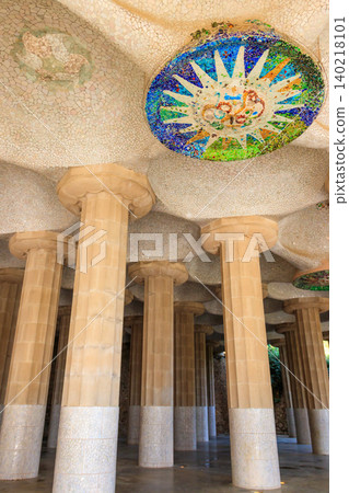 Columns of Hypostyle Room in Park Guell, Barcelona, Spain Columns of Hypostyle Room in Park Guell, Barcelona, Spain 140218101