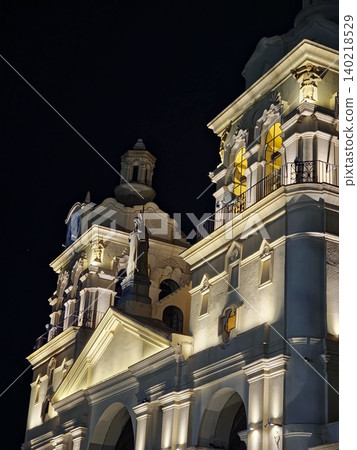 Cordoba, Argentina - April 10, 2026: Night scene at the Cathedral of Cordoba Cordoba, Argentina - April 10, 2026: Night scene at the Cathedral of Cordoba 140218529
