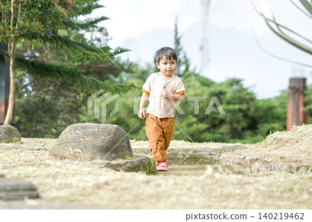 a little boy is playing in the park a little boy is playing in the park 140219462