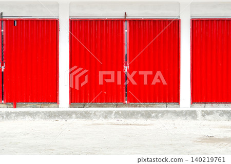 a large red plastic window on a white wall a large red plastic window on a white wall 140219761