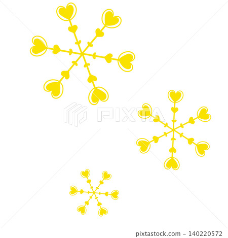 帶有黃色心形圖案的雪花 帶有黃色心形圖案的雪花 140220572
