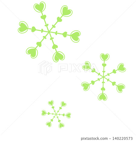 Snowflakes with yellow-green heart patterns Snowflakes with yellow-green heart patterns 140220573