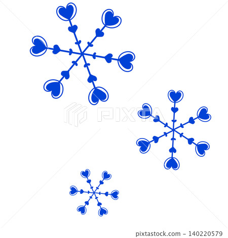 A snowflake with a blue heart pattern A snowflake with a blue heart pattern 140220579