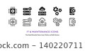 A set of vector icons (line art and colored) for server, cloud, smartphone, infrastructure, gear, and other settings and maintenance purposes. 140220711