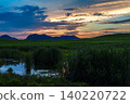 Early summer in Soni Highlands: A beautiful sunset sky after dusk and its reflection in Okame Pond ④ 140220722