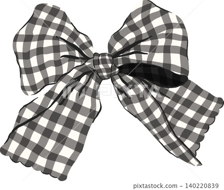 Black Large Gingham Bow Illustration Black Large Gingham Bow Illustration 140220839