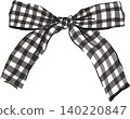 Cute Black Gingham Ribbon Bow Illustration 140220847