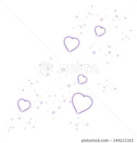 Illustrations of sparkling purple particles and hearts 140221101