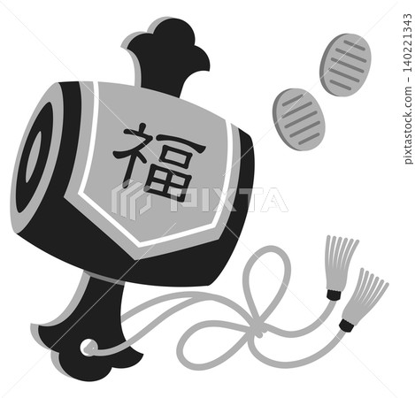 Japanese-style icon illustration of a mallet and gold coins for New Year's greeting cards (monochrome) Japanese-style icon illustration of a mallet and gold coins for New Year's greeting cards (monochrome) 140221343