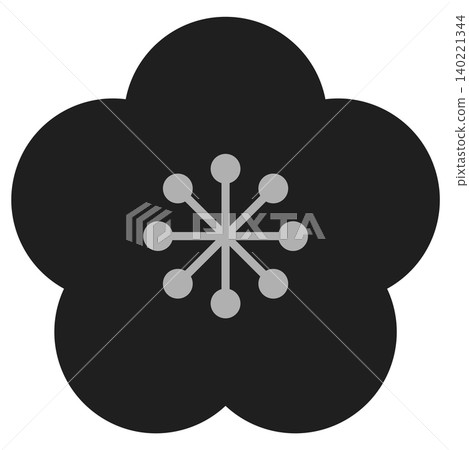 Pop-style plum blossom Japanese pattern icon illustration for New Year's greeting cards (monochrome) Pop-style plum blossom Japanese pattern icon illustration for New Year's greeting cards (monochrome) 140221344
