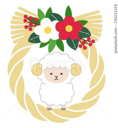 一幅可愛的新年裝飾向量插圖,圖案包含注連繩(神聖的繩子)和綿羊,代表2027年羊年。 (適用於新年賀卡和綿羊主題。) 一幅可愛的新年裝飾向量插圖,圖案包含注連繩(神聖的繩子)和綿羊,代表2027年羊年。 (適用於新年賀卡和綿羊主題。) 140221458