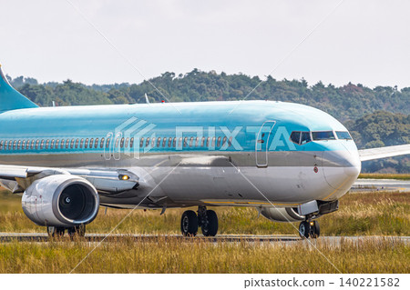 Close-up of a large passenger plane that has landed. Close-up of a large passenger plane that has landed. 140221582