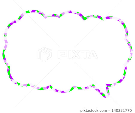 Stained glass style speech bubble, triangular pattern, elongated cloud shape 140221770