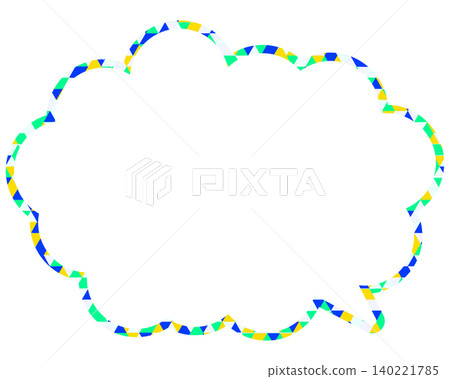 Stained glass style speech bubble, triangular pattern, rounded cloud shape Stained glass style speech bubble, triangular pattern, rounded cloud shape 140221785