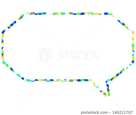 Stained glass style speech bubble, triangular pattern, elongated octagon Stained glass style speech bubble, triangular pattern, elongated octagon 140221787