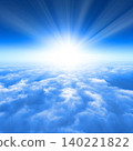 A breathtaking backdrop of blue sky and horizon stretching above a sea of clouds. A breathtaking backdrop of blue sky and horizon stretching above a sea of clouds. 140221822