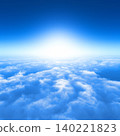 A breathtaking backdrop of blue sky and horizon stretching above a sea of clouds. A breathtaking backdrop of blue sky and horizon stretching above a sea of clouds. 140221823