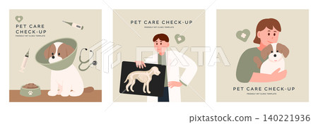 Pet Care Clinic Illustration Featuring Friendly Vet Dog Owner and Collared Dog Pet Care Clinic Illustration Featuring Friendly Vet Dog Owner and Collared Dog 140221936