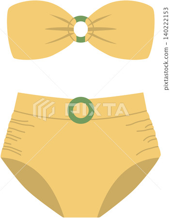 Vintage Beige Bikini Set PNG Summer Beachwear Illustration Isolated 140222153