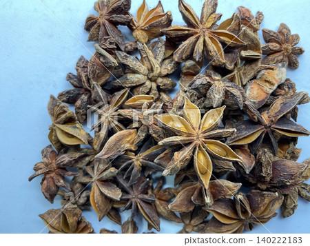 Pile of Dried Star Anise Pods  Aromatic Culinary Spice 140222183