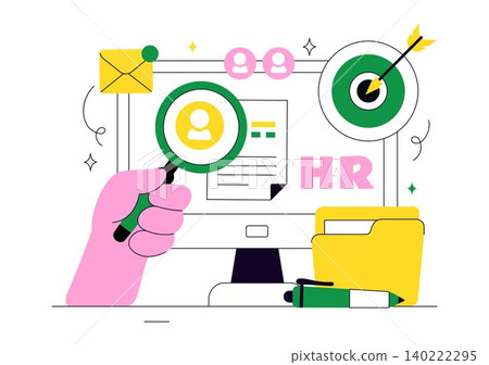 Human Resources Vector Illustration Featuring Recruitment Process, Employee Management, Hiring Strategy, HR Administration, and Workforce Development Human Resources Vector Illustration Featuring Recruitment Process, Employee Management, Hiring Strategy, HR Administration, and Workforce Development 140222295