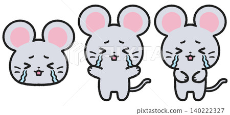A set of illustrations of crying mice 140222327