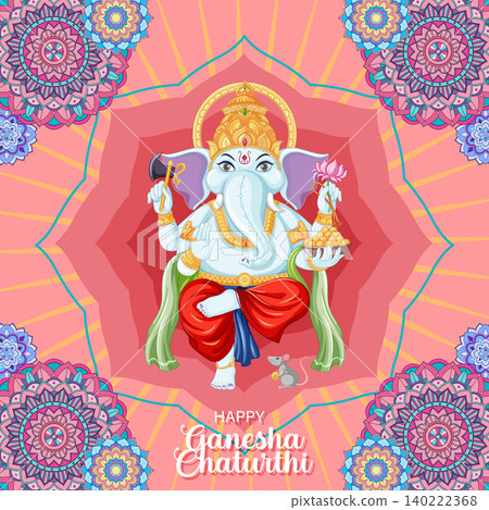 Lord Ganesha Illustration for Ganesh Chaturthi Festival Celebration Background 140222368