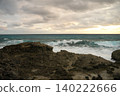 Morning on the Caribbean Sea shoreline in a resort town in Cancun, Mexico. 140222666