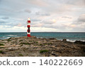 Sunrise and a red lighthouse 140222669